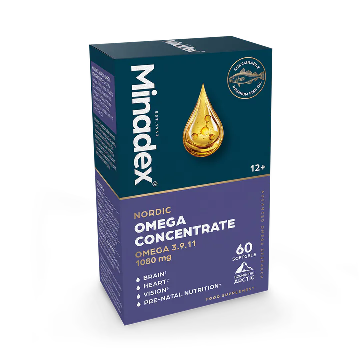 Minadex Nordic Omega Concentrate 60 Softgels, Omega 3-9-11 1080mg, additional product view 2