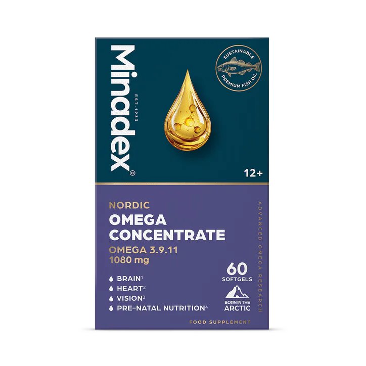 Minadex Nordic Omega Concentrate 60 Softgels, Omega 3-9-11 1080mg
