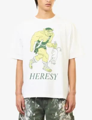 HERESY Brand-Print Cotton T-Shirt detail 3