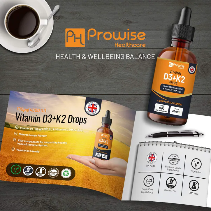 Prowise Healthcare Vitamin D3 4000iu + K2 MK7 25µg - 30ml Bottle detail 3
