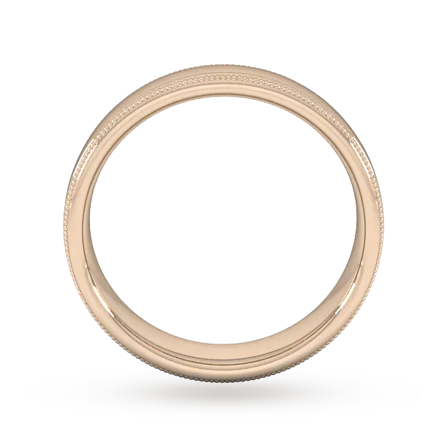 For Him 5mm D Shape Standard Milgrain Edge Wedding Ring In 18 Carat Yellow Gold detail 3
