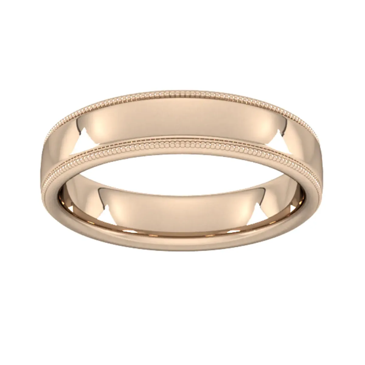 For Him 5mm D Shape Standard Milgrain Edge Wedding Ring In 18 Carat Yellow Gold