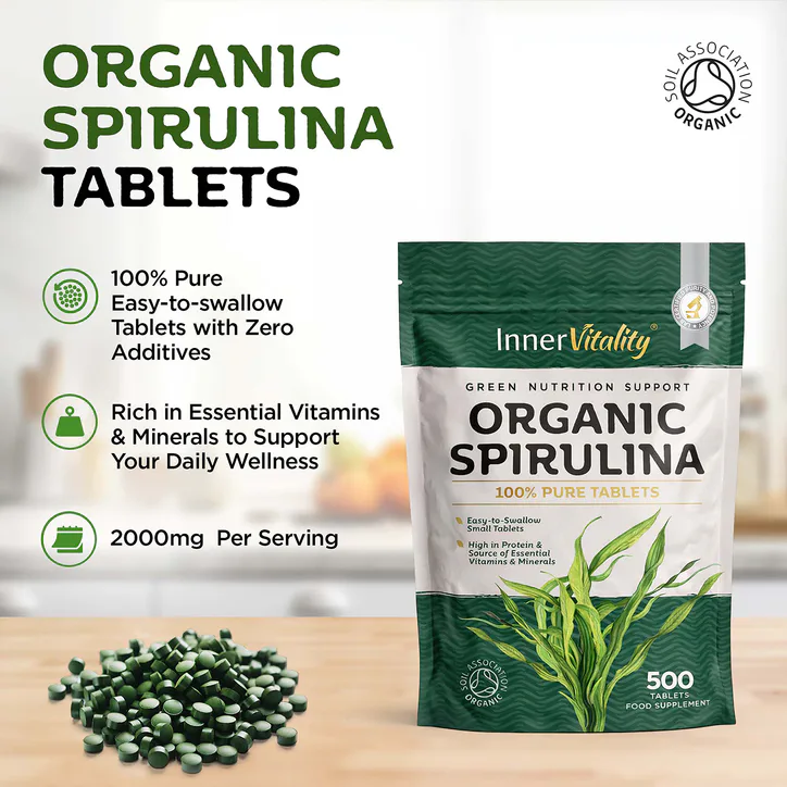 INNER VITALITY Organic Spirulina 500x Tablets - 500 Count detail 3