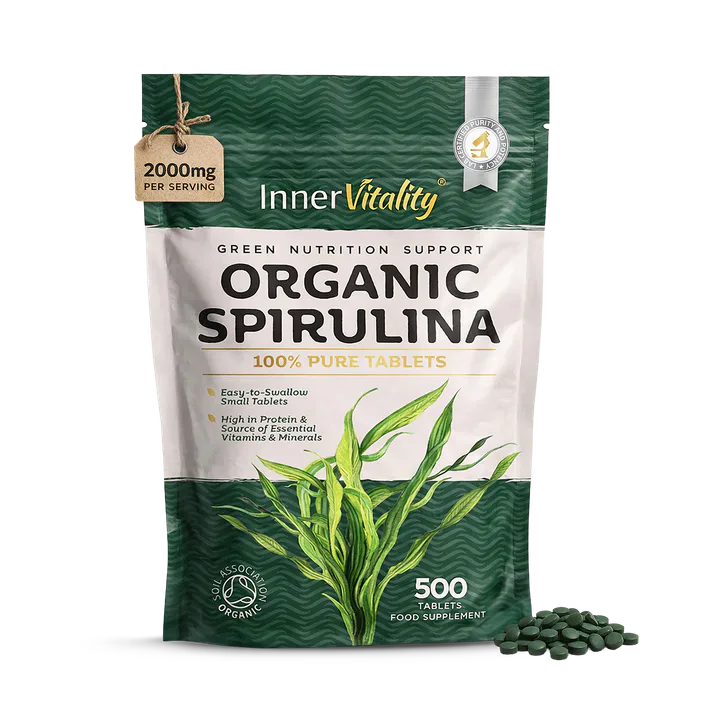 INNER VITALITY Organic Spirulina 500x Tablets - 500 Count