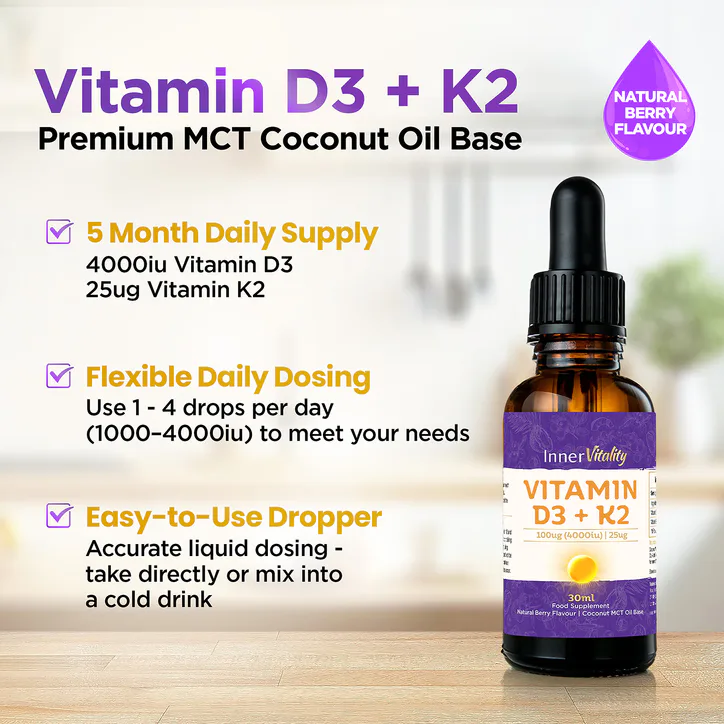 INNER VITALITY Vitamin D3 + K2 Drops – Natural Berry 30ml detail 2