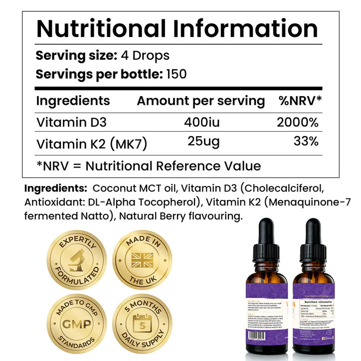 INNER VITALITY Vitamin D3 + K2 Drops – Natural Berry 30ml detail 3
