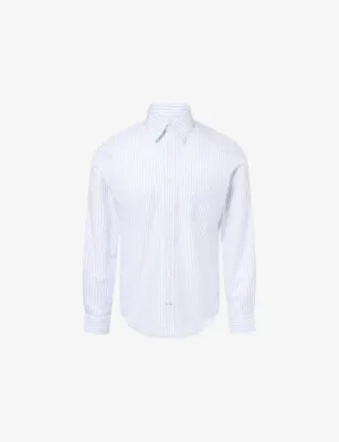 DUNHILL Striped Pointed-Collar Textured-Cotton Shirt