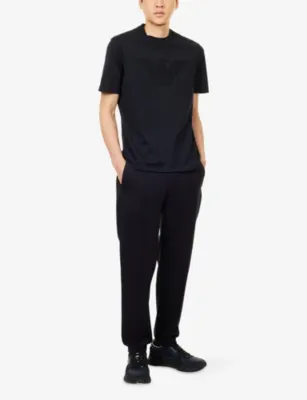 EMPORIO ARMANI Embossed-Eagle Relaxed-Fit Cotton-Jersey T-Shirt detail 2