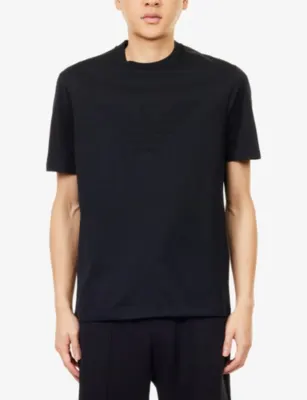 EMPORIO ARMANI Embossed-Eagle Relaxed-Fit Cotton-Jersey T-Shirt detail 3