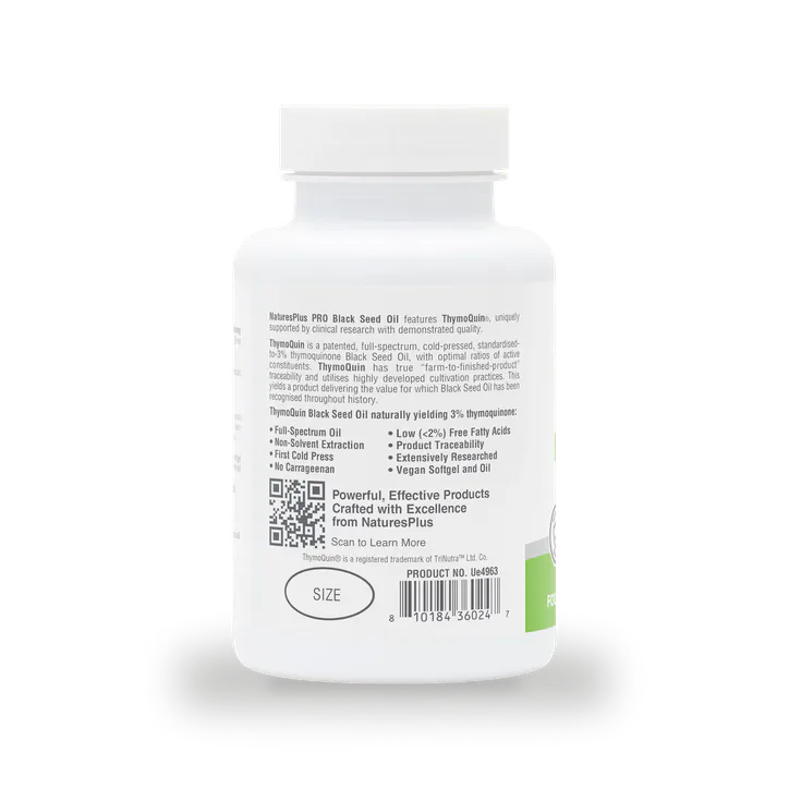 NaturesPlus PRO ThymoQuin Black Seed Oil vegan softgels, additional product view 3