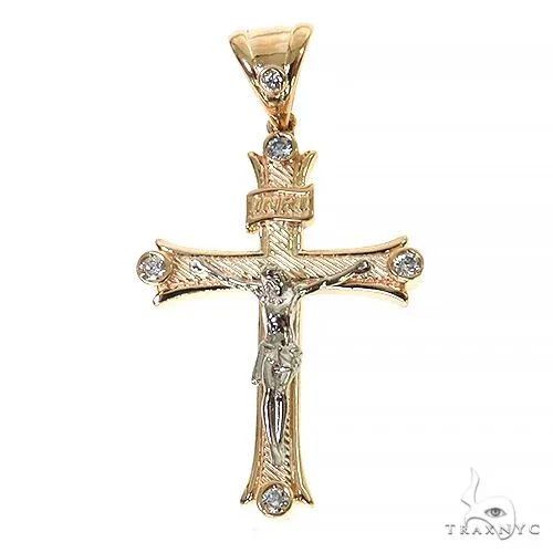 RINA - For Him FACTORY 14K Gold 2 Tone Solid Yellow Gold Cross Crucifix 67415 in White and Yellow – Pendant