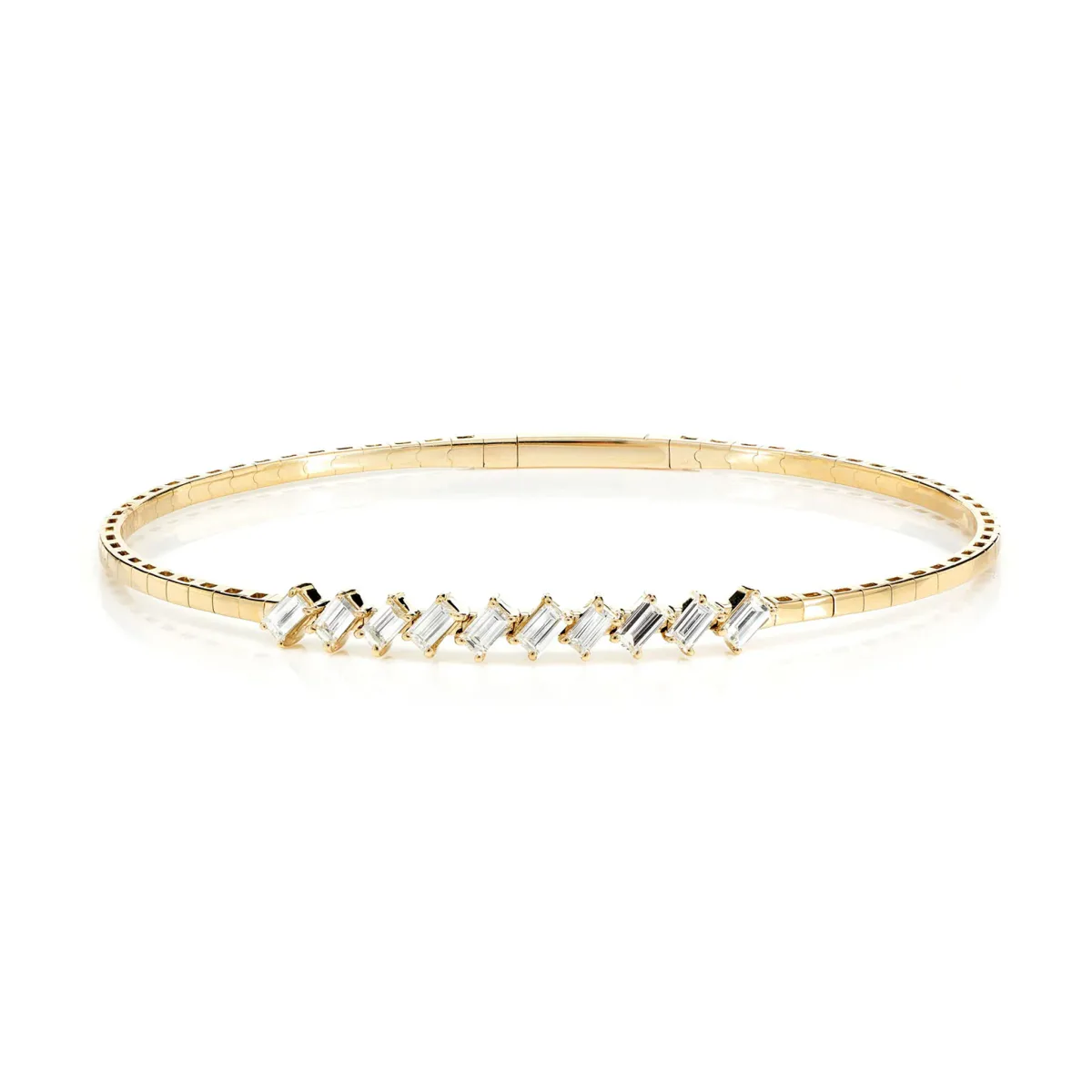 For Him Angled Baguette Diamond Bangle in 0.85ctw / Rose Gold / Extra Large – Bracelet