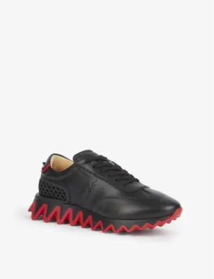 CHRISTIAN LOUBOUTIN Loubishark Leather Trainers - EUR 46 / 12 UK MEN in BLACK/LOUBI, additional product view 3