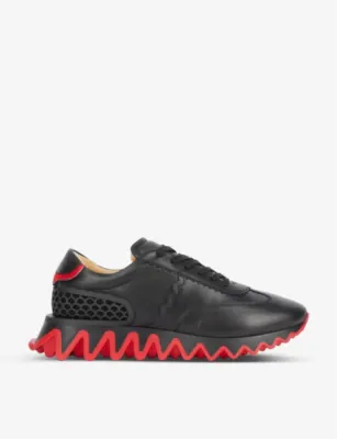 CHRISTIAN LOUBOUTIN Loubishark Leather Trainers - EUR 46 / 12 UK MEN in BLACK/LOUBI – Mens | Trainers | Lace up trainers