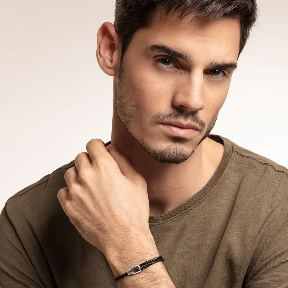 Thomas Sabo Mens Dark Leather 14-25cm Bracelet detail 2