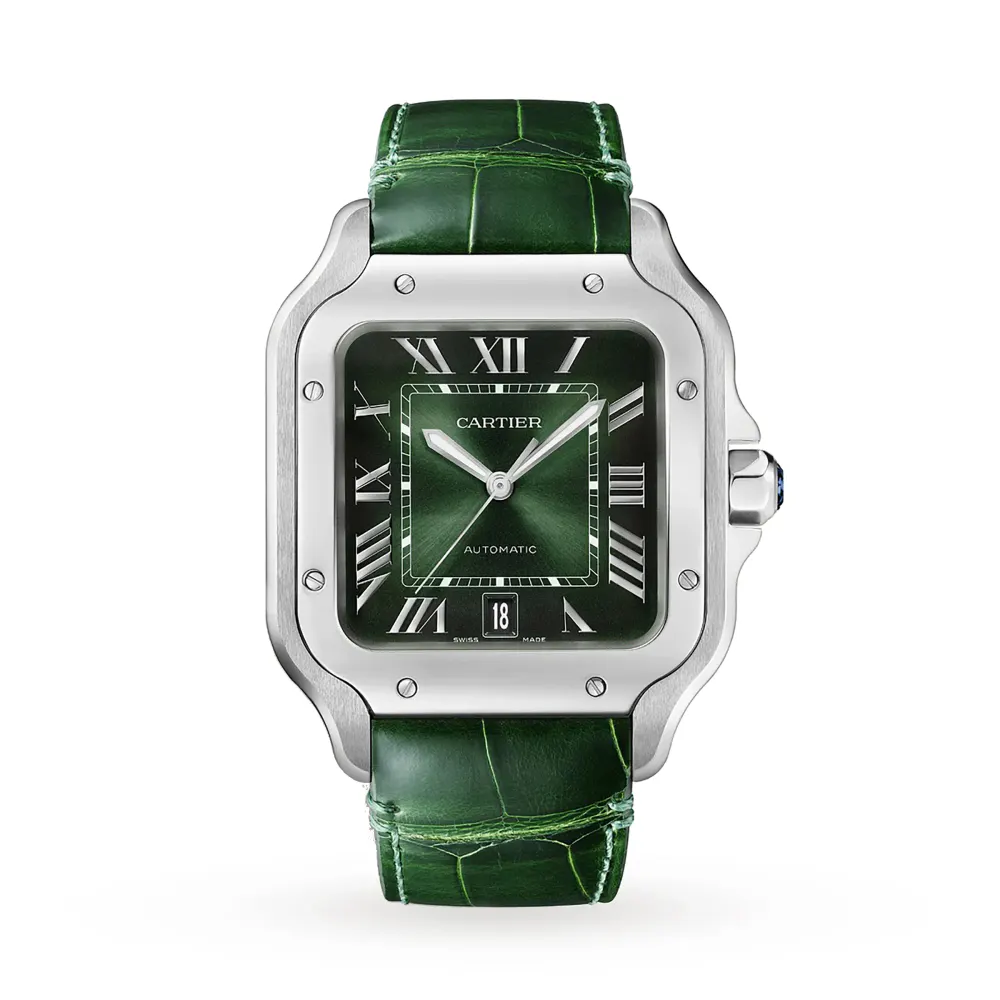 Cartier Santos de Cartier Watch, Large Model, Steel, Automatic, Interchangeable Leather Strap detail 3
