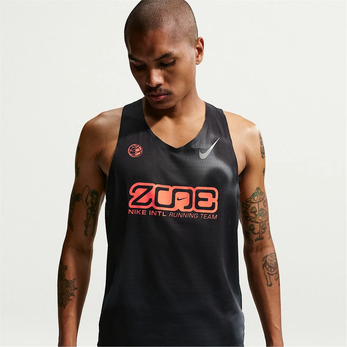 For Him Nike Men's AeroSwift Running Vest in Black/Crimson – Clothing