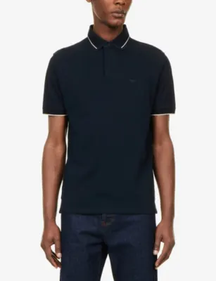 EMPORIO ARMANI Contrast-Trim Pique Cotton Polo Shirt detail 3