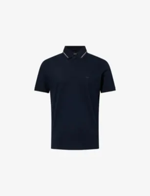 EMPORIO ARMANI Contrast-Trim Pique Cotton Polo Shirt