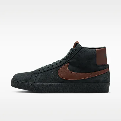 Nike SB Zoom Blazer Mid Skate Shoes - Black Spruce/Black Spruce/Gum Medium Brown/Corduroy Brown
