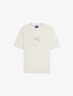 HUGO Brand-Print Regular-Fit Cotton-Jersey T-Shirt