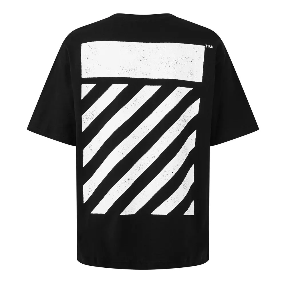 L AB Off White Men's Diag Cotton Short-Sleeve Crew-Neck Oversized-Fit T-Shirt detail 2