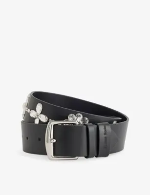 SIMONE ROCHA Crystal-Embellished Leather Belt in BLACK/JET – Mens | Belts