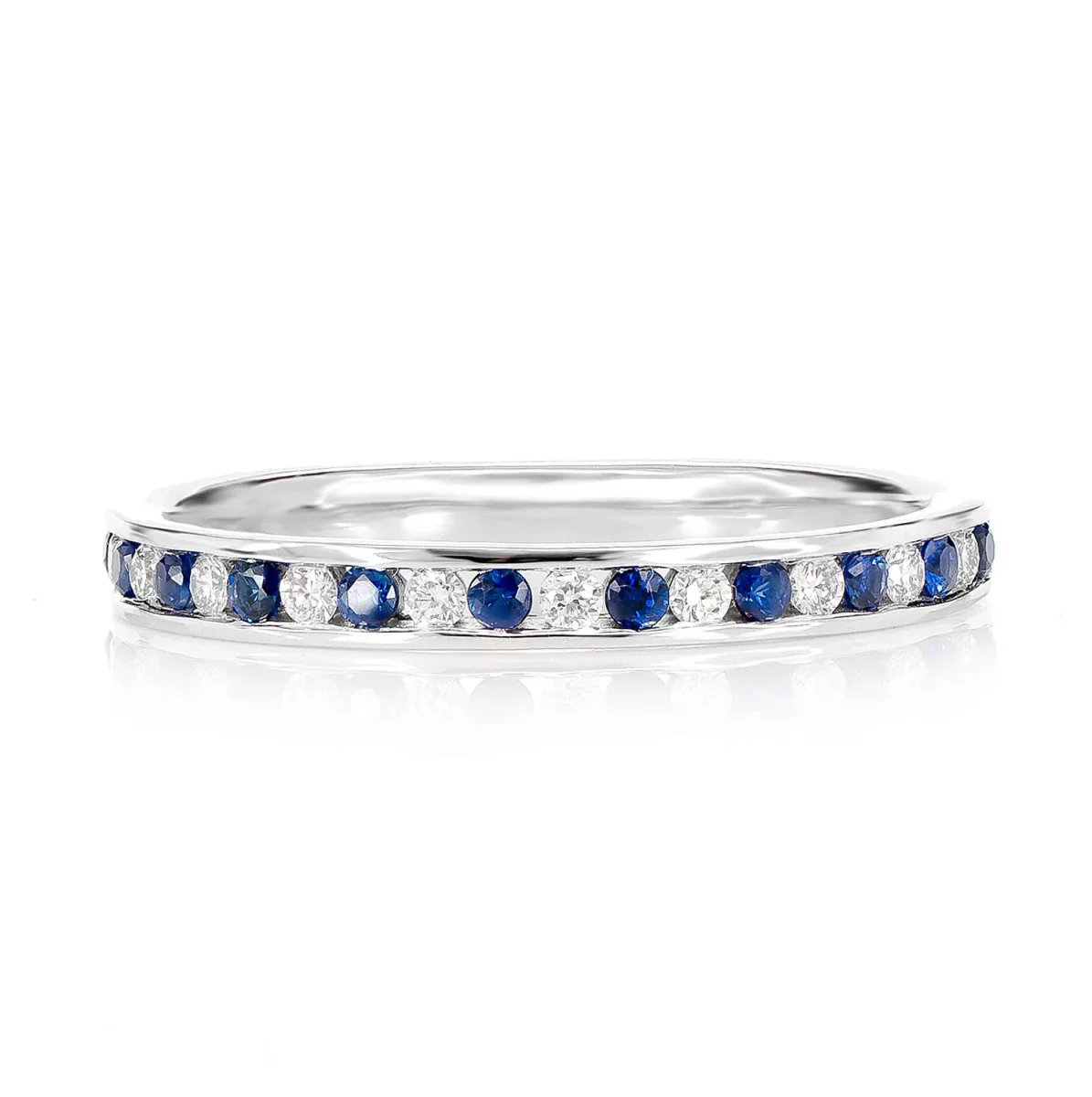 For Him Sapphire and Diamond Channel Set Band Ring in White Gold / Natural Diamond – Ring