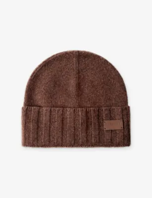 HACKETT Brand-Patch Cashmere Beanie Hat