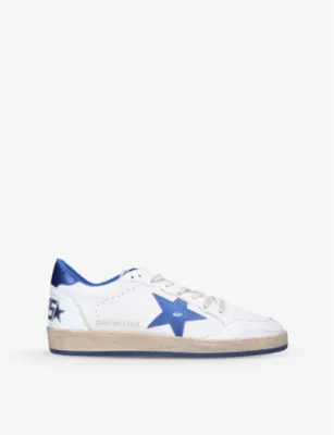 GOLDEN GOOSE Ball Star Logo-Embroidered Leather Low-Top Trainers - EUR 40 / 6 UK MEN in WHITE/NAVY – Mens | Trainers | Lace up trainers