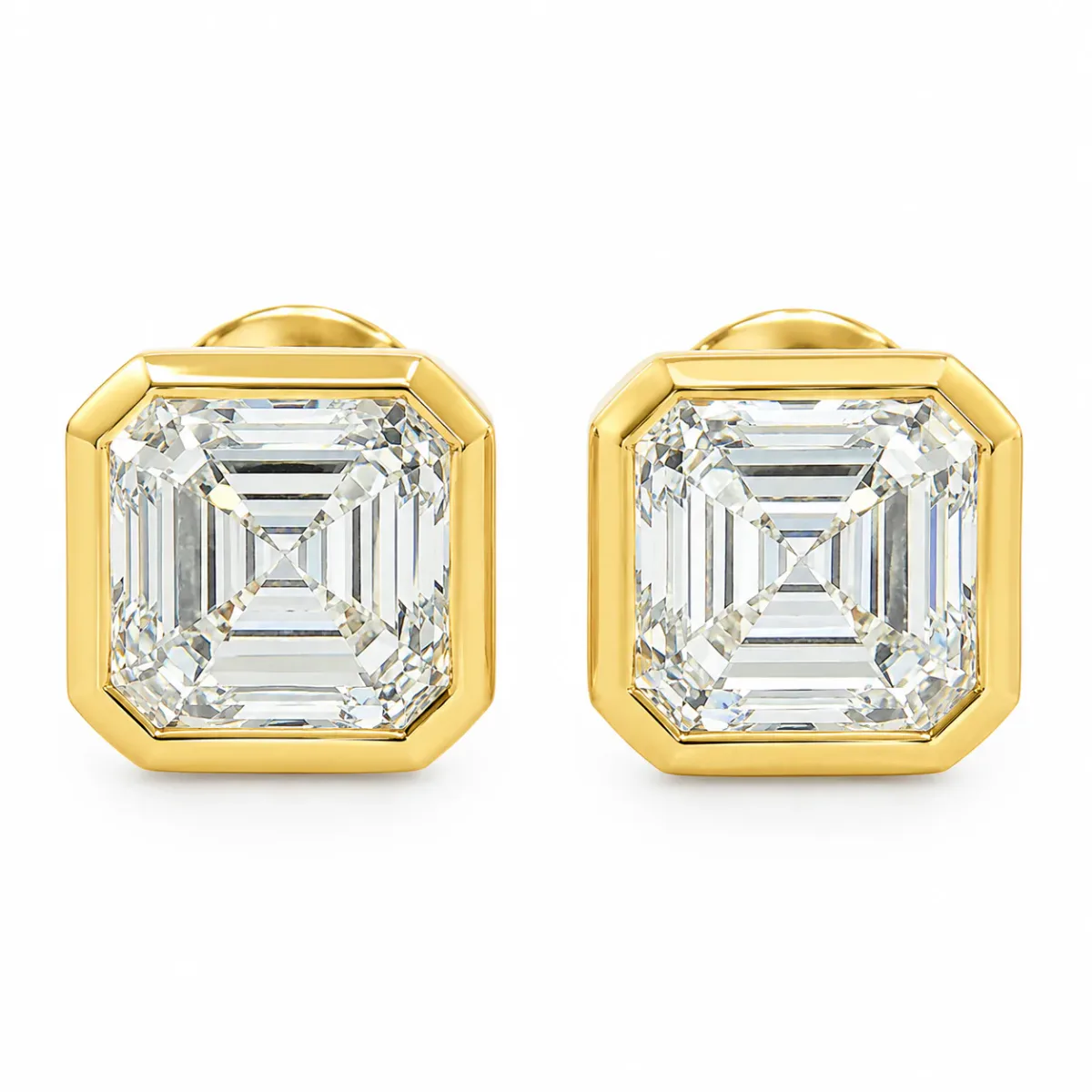 ANNA - DIAMOND DREAM Asscher Bezel Studs Earrings 71625 in White Gold – Earrings
