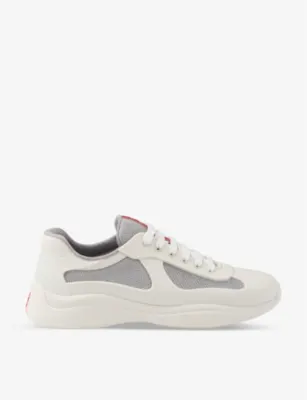 PRADA America’s Cup Original leather and mesh trainers - GOLD/SILVER - 3 in NEUTRAL – Mens | Trainers | Lace up trainers