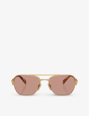 PRADA PR A50S aviator-frame metal sunglasses