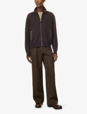 TOM FORD Funnel-Neck Elbow-Patch Wool Cardigan detail 2