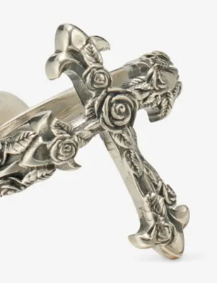 EMANUELE BICOCCHI Rose Cross Sterling Silver Ring - S/T detail 3