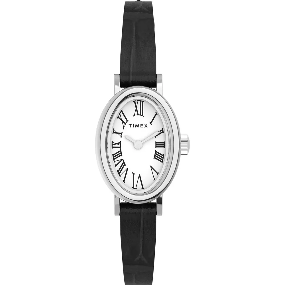 Timex Cavatina Oval Trend Watch in White/Silver – Accessories