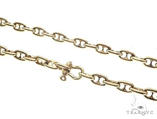 JALGAS - ASTOURIAN 14K Yellow Gold Solid Puffed Mariner Chain 6mm 65503 in 25 Inches – Chain