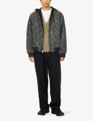 OBEY Glen Snake-Print Zip Up Cotton Jacket detail 2