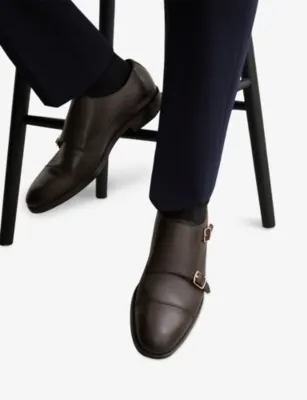 REISS Amalfi Leather Shoes - EUR 45 / 11 UK MEN in DARK BROWN, additional product view 3