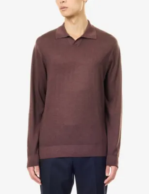 CORNELIANI Open-Collar Virgin-Wool Polo Jumper detail 3