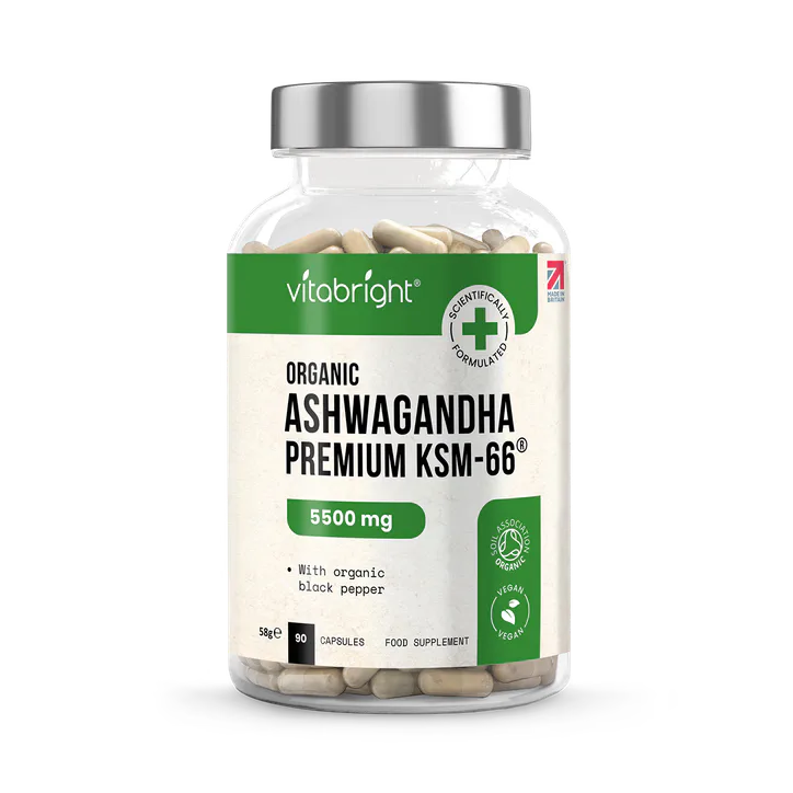 VitaBright Ashwagandha KSM-66 - 5500mg Root Equivalent per Capsule - 90 Vegan Capsules