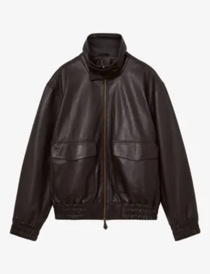 REISS Trinity Oversized-Fit Leather Jacket