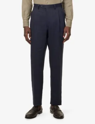 CORNELIANI Long-Sleeve Pointed-Collar Linen Shirt - 15.75 detail 3