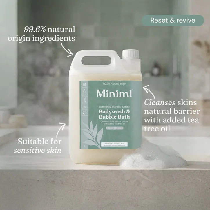 Miniml Body Wash & Bubble Bath Refreshing Tea Tree & Mint 5L Refill, additional product view 2