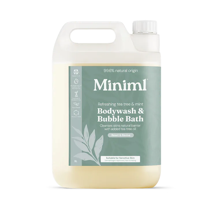 Miniml Body Wash & Bubble Bath Refreshing Tea Tree & Mint 5L Refill