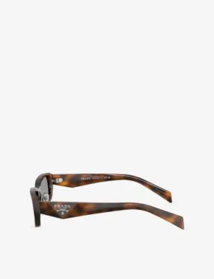 PRADA PR B06S Rectangle-Frame Tortoiseshell Acetate Sunglasses detail 2