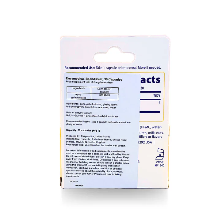 Enzymedica BeanAssist 30 Capsules, additional product view 3