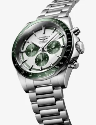 LONGINES L3.835.4.02.6 Conquest Chronograph Ceramic Bezel Matt Green Stainless-Steel Automatic Watch in STAINLESS STEEL, additional product view 2