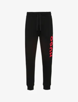 HUGO Logo-print regular-fit cotton-jersey jogging bottoms
