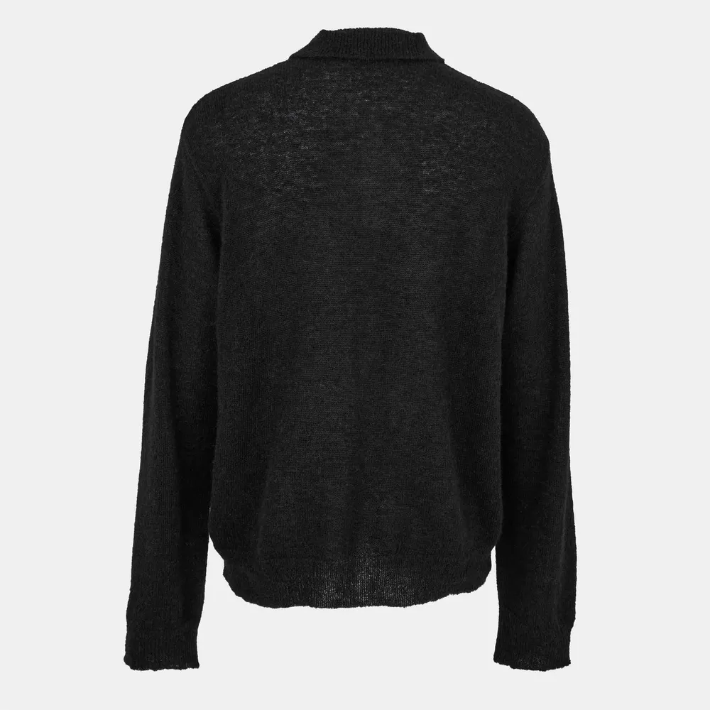 Our Legacy Men's Evening Short Sleeve Polo Shirt in Black Fuzzy, additional product view 2